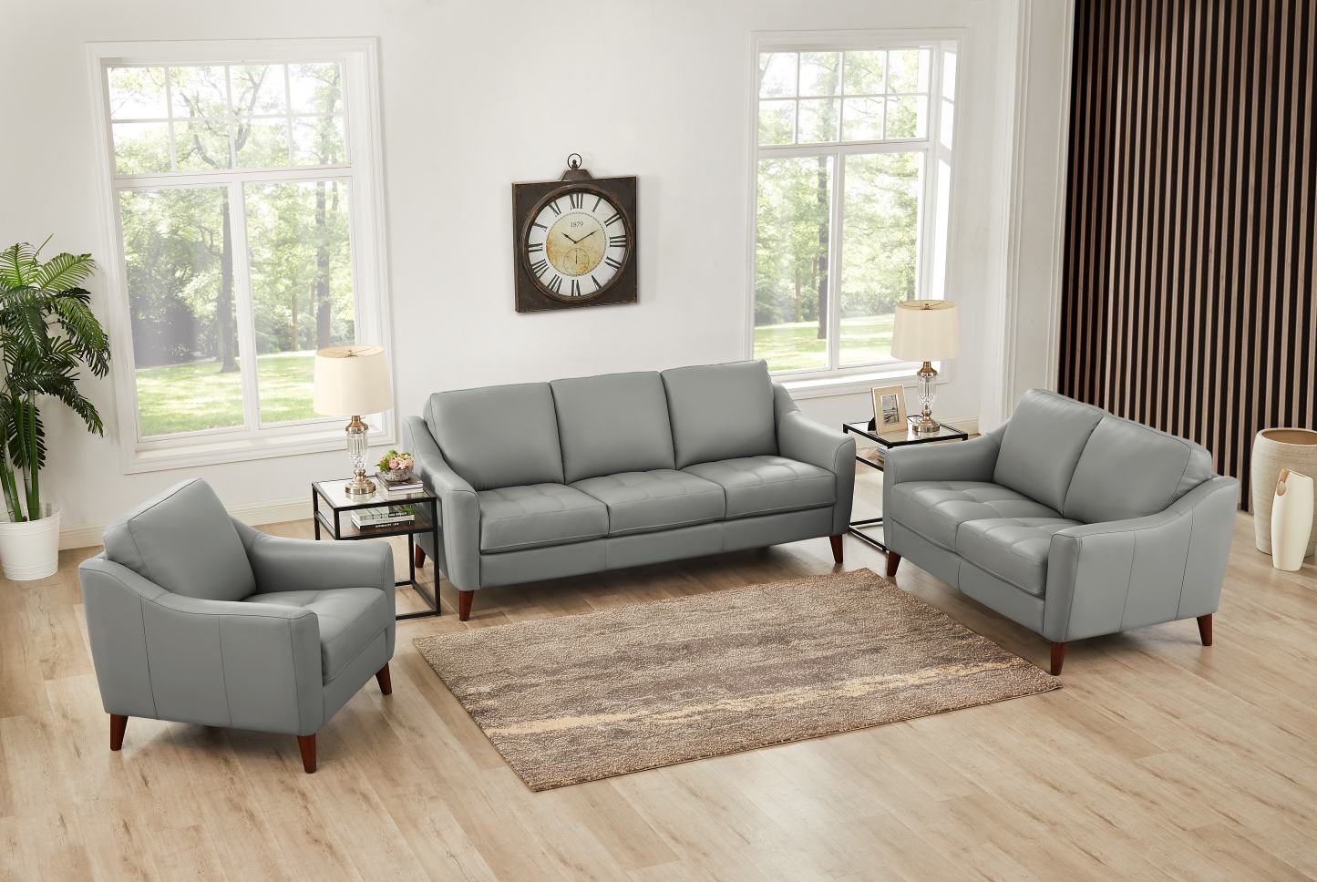 Fauteuil Ersa de Hydeline en cuir - gris