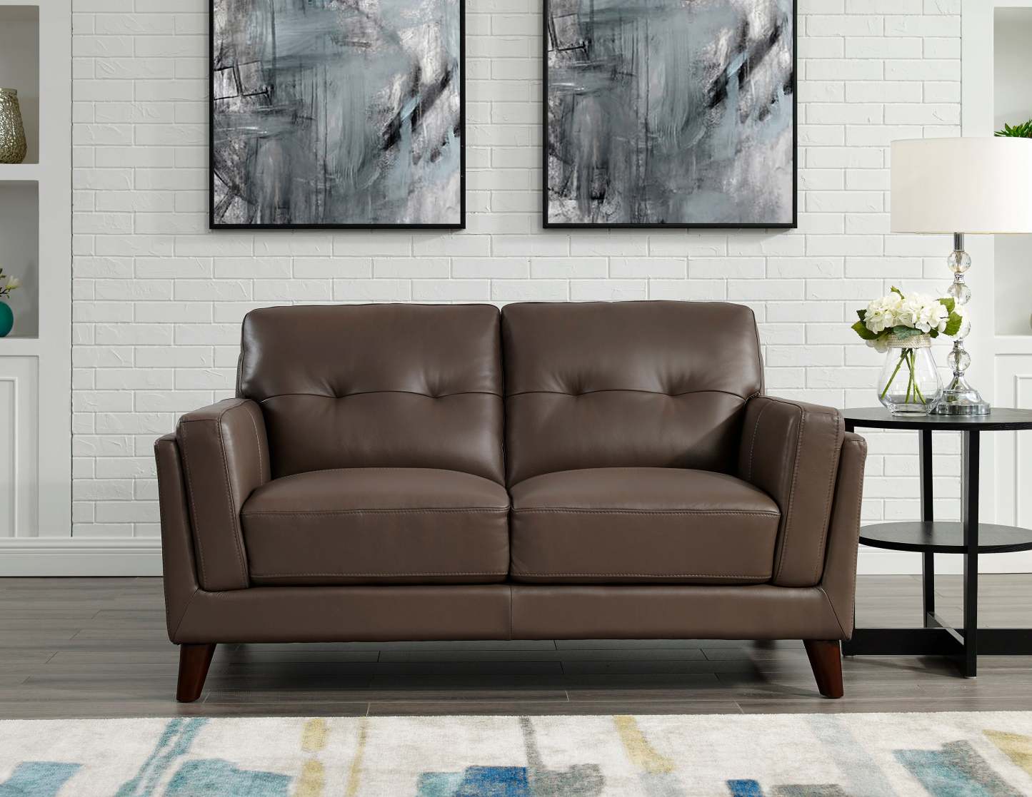 Hydeline Rowan Leather Loveseat - Brown|Cause en cuir Rowan de Hydeline - brune