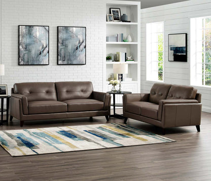 Hydeline Rowan Leather Loveseat - Brown|Cause en cuir Rowan de Hydeline - brune