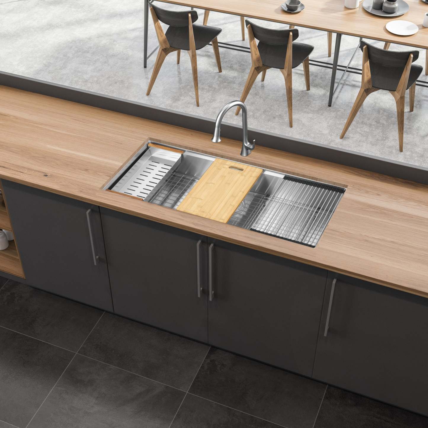 Ancona 45 Undermount Workstation Kitchen Sink - AN-3373|Évier de cuisine poste de travail sous plan Ancona de 45 po - AN-3373|D77GVEJ1