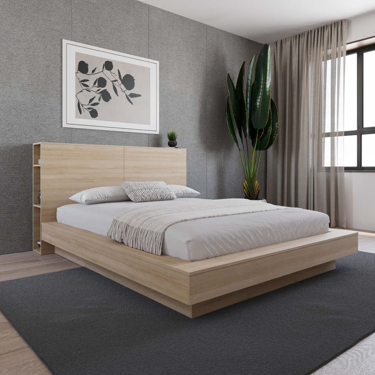 Nordika Marconi Queen Headboard - Chêne blond naturel|Tête de lit Marconi Nordika - chêne blond naturel