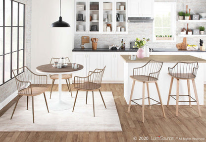 LumiSource Winston Wood Farmhouse Counter-Height Stool - Whitewashed/Antique Copper|Tabouret champêtre Winston de hauteur comptoir en bois - blanchi et cuivre antique