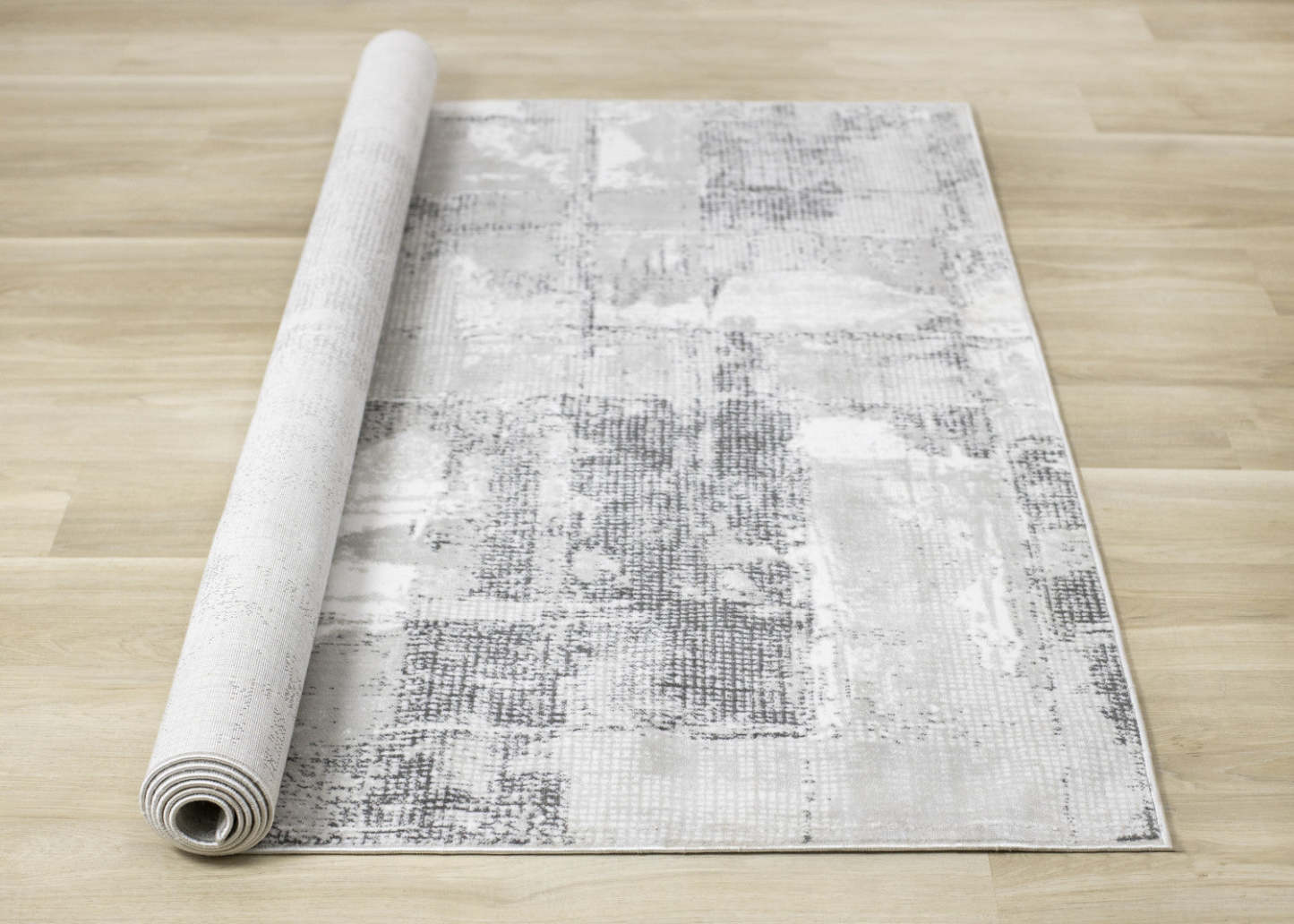 Carpette grise à motif abstrait lavable à la machine - 7 pi 10 po x 10 pi 6 po