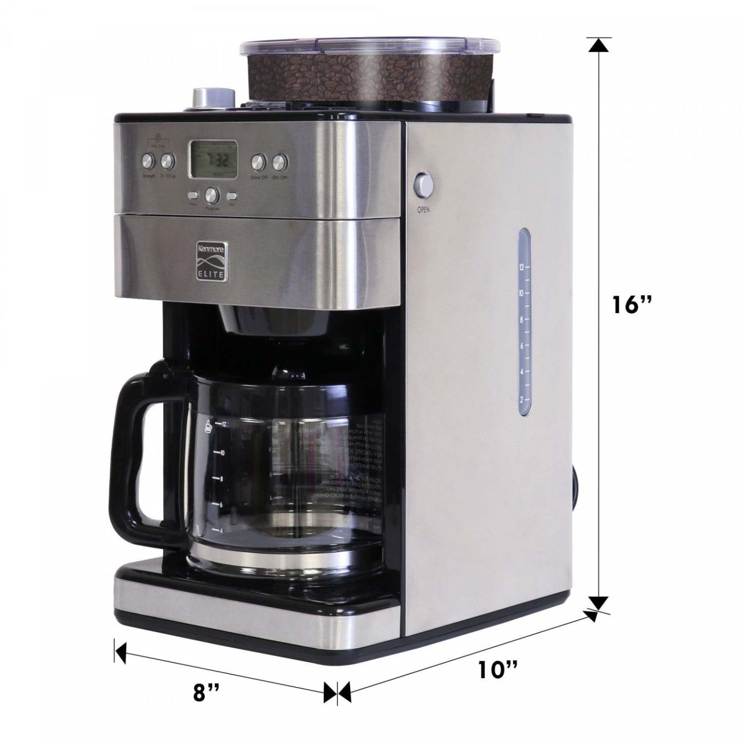 Kenmore Elite Grind &amp; Brew Coffee Maker Stainless Steel - KKECMGBSS|Cafetière à moudre et infuser Kenmore Elite en acier inoxydable - KKECMGBSS