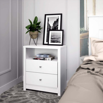 Calla Tall 2-Drawer Nightstand - Blanc|Table de nuit haute Calla à 2 tiroirs - blanche