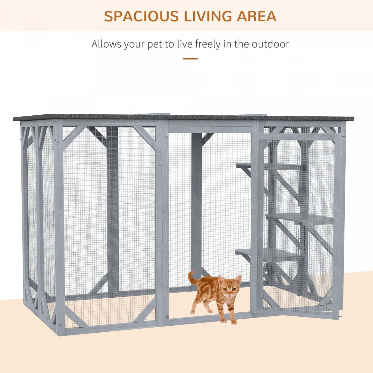 Pawhut Cat Cage Indoor Catio Outdoor Cat Enclosure Pet House Small Animal Clapier pour lapin, chaton, | Pawhut 71 X 31.5 X 44 Cage Pour Chats Intérieur Extérieur Maison En Bois Pour Petits Animaux Clap