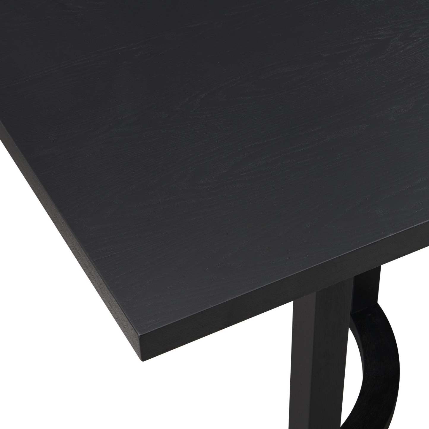 Table À Manger Ethan Avec Base En U, Bois Massif Et MDF, 95 Po De Large - Noir