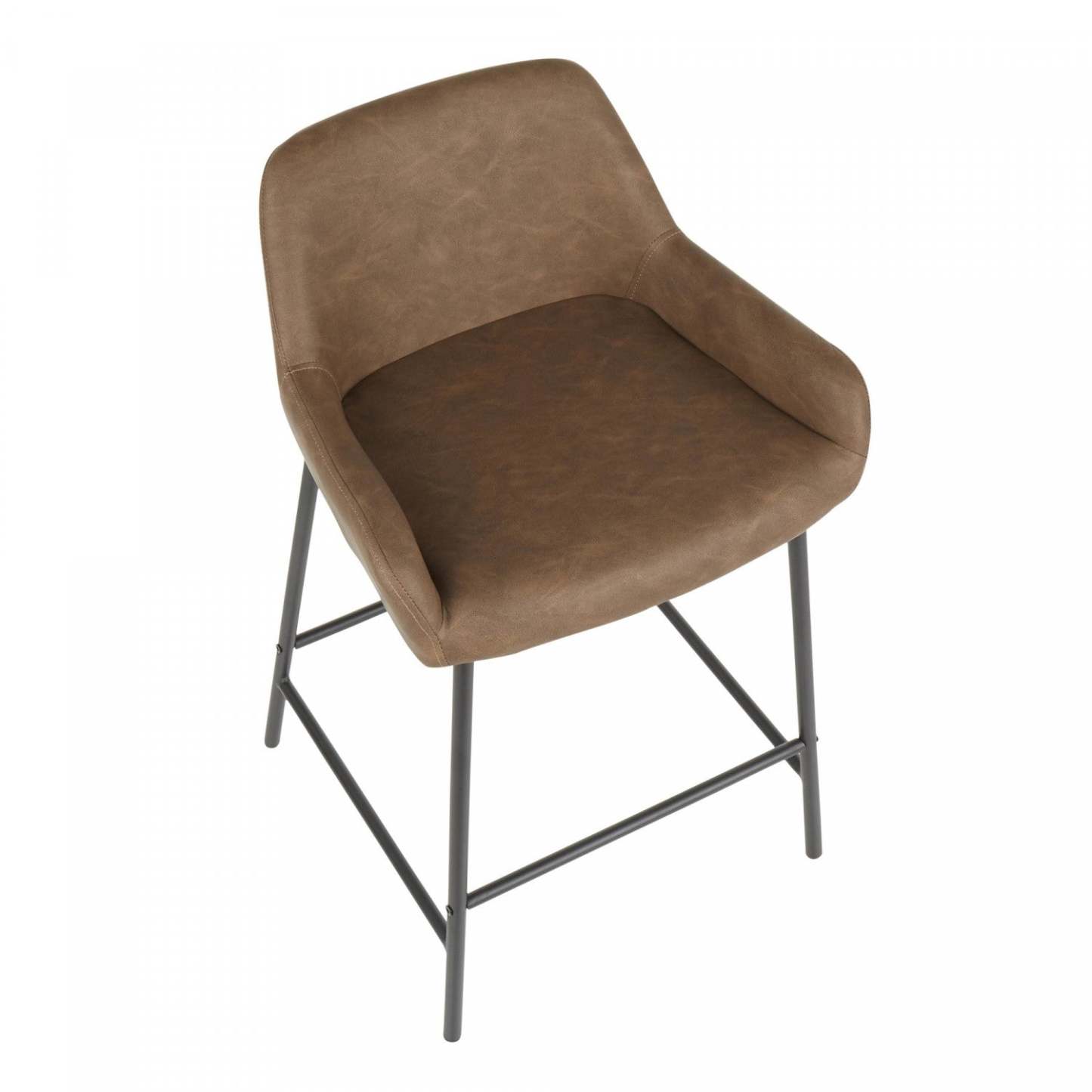 LumiSource Daniella Espresso Faux Leather Industrial Counter-Height Stool - Set of 2|Tabouret industriel Daniella de hauteur comptoir en similicuir espresso - ensemble de 2