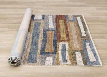 Macey Modern Grey Blue Red Sophisticated Area Rug - 7'10 x 10'2|Carpette moderne et raffinée Macey grise, bleue et rouge- 7 pi 10 po x 10 pi 2 po