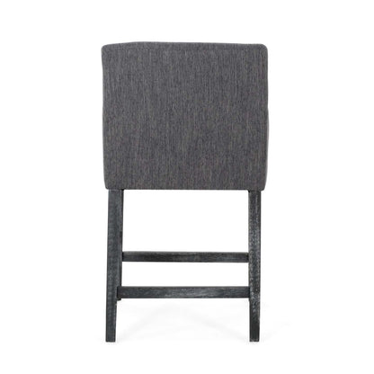 Lewis 26 Tabouret de Comptoir Hauteur d'Assise 66 cm avec Tissu Rembourré et Pieds en Bois Massif - Charbon