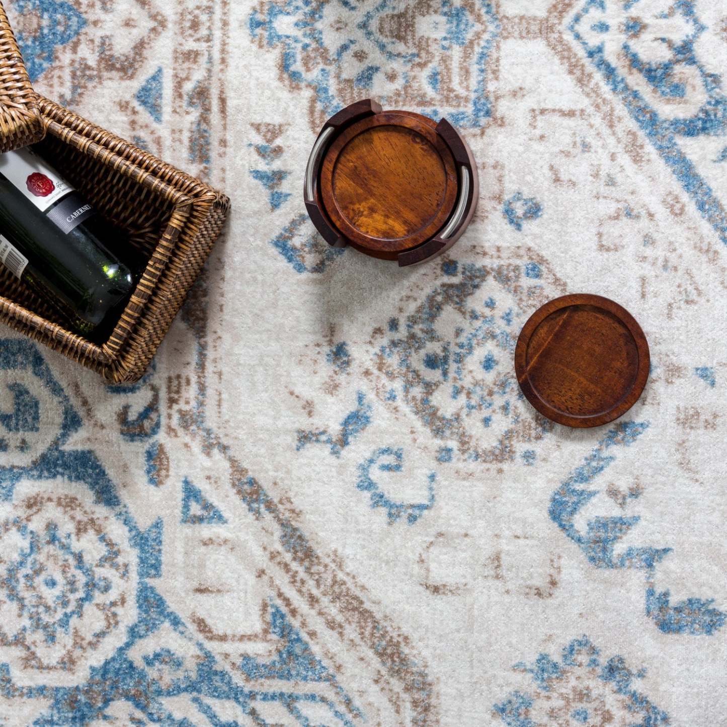 Tapis Shi Vin Bleu 3x5|Carpette Shi bleu rétro 3 x 5|D80GEFIG