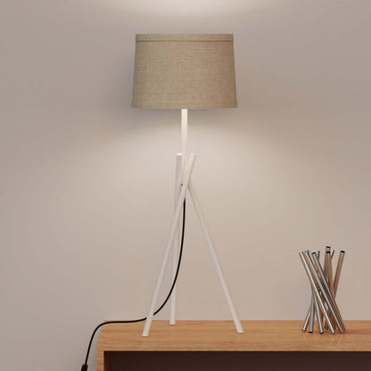 Lampe de table blanche à 26 pieds croisés élégants avec abat-jour en tissu | Élégante lampe de table blanche de 26 po à pattes croisées avec abat-jour en tissu