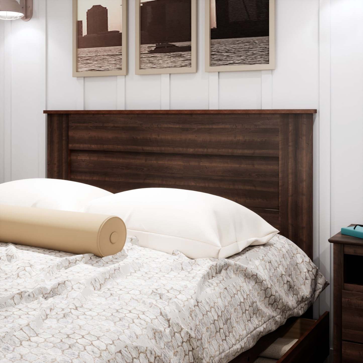 Queen Flat Panel Headboard - Espresso|Tête de lit à panneau plat pour grand lit - espresso