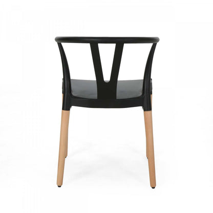 Lot De 2 Chaises De Salle À Manger Chasel Avec Assise En Polypropylène Et Pieds En Bois Massif - Noir