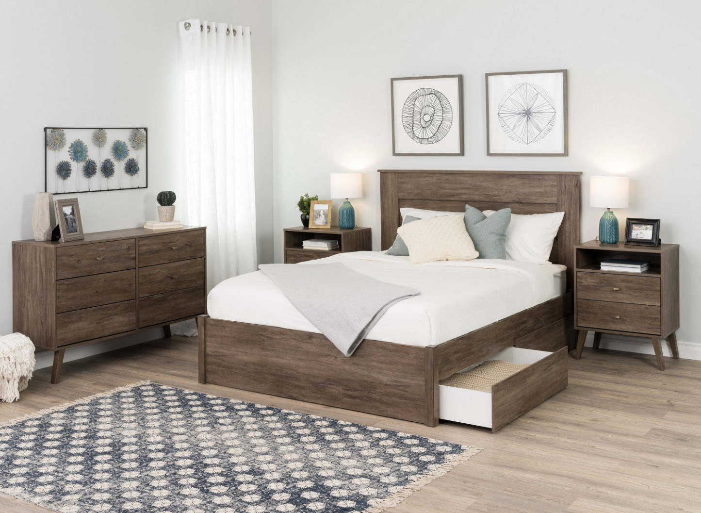 Milo 2-Drawer Tall Nightstand - Drifted Grey|Table de nuit haute Milo à 2 tiroirs - gris délavé