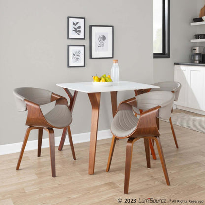 LumiSource Symphony Faux Leather Mid-Century Modern Dining Accent Chair - Walnut/Grey|Chaise d'appoint de salle à manger moderne du milieu du 20e siècle Symphony en similicuir - noyer et gris