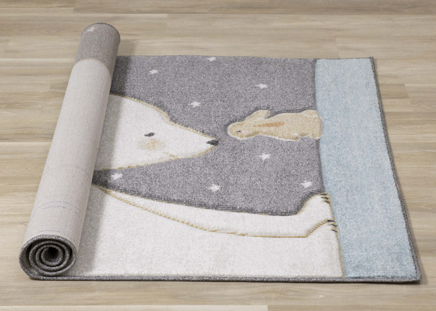 Kids Polar Bear Rabbit Area Rug - 5'3 x 7'7|Carpette à motif d'ours polaire avec lapin pour enfants - 5 pi 3 po x 7 pi 7 po