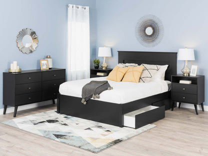 Milo 2-Drawer Tall Nightstand - Black|Table de nuit haute Milo à 2 tiroirs - noire