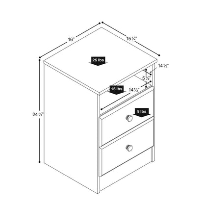Astrid Kids 2-Drawer Nightstand - Blanc|Table de nuit Astrid à 2 tiroirs pour enfants - blanche
