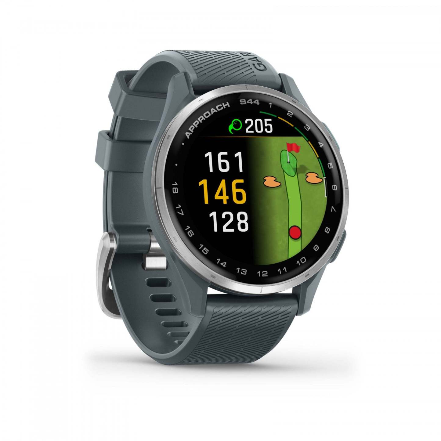 Garmin Approach S44 Amoled Montre Connectée de Golf - GPS, 43 000 Parcours Préchargés | Lunette en Aluminium Argent