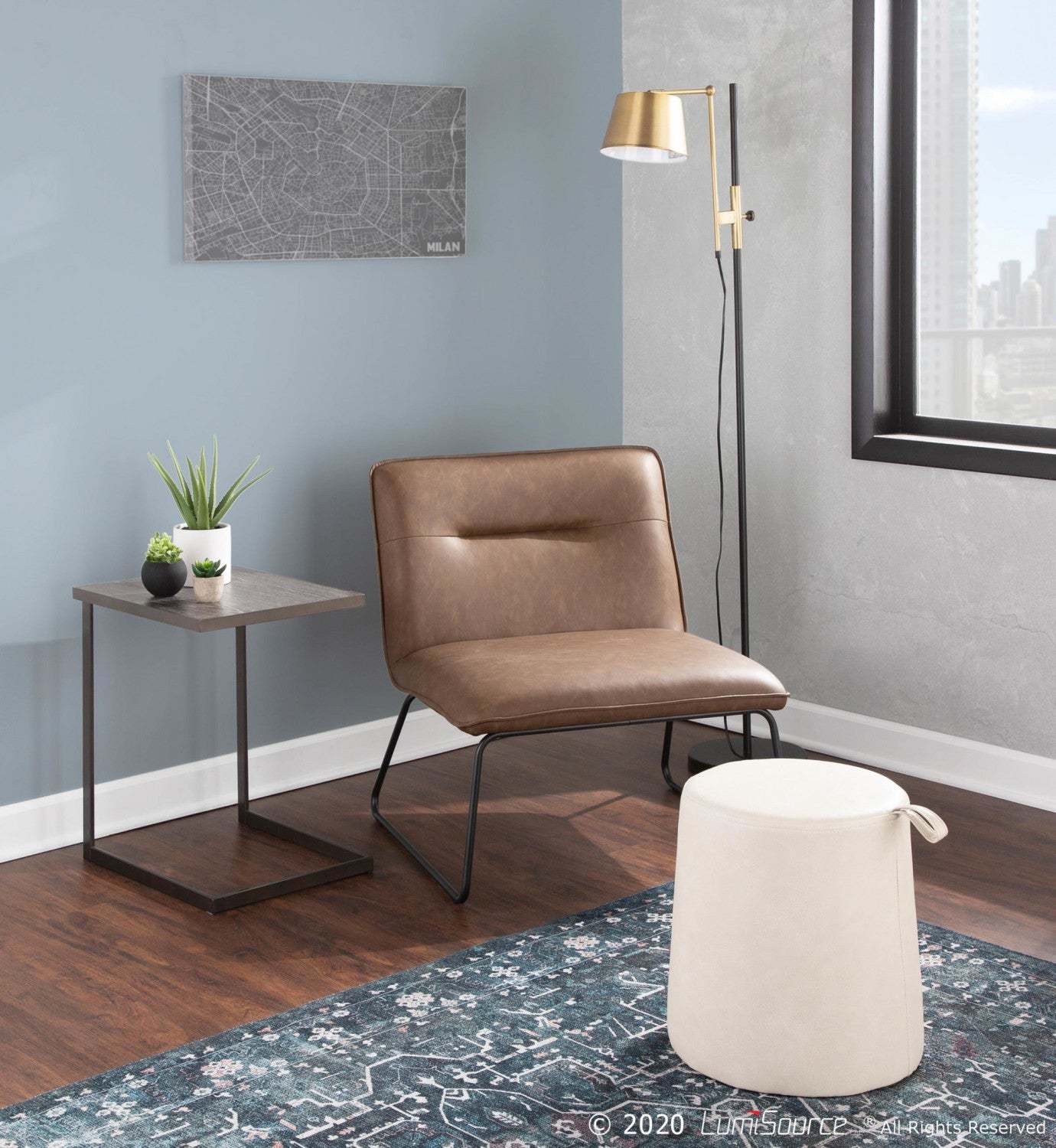 LumiSource Casper Faux Leather Industrial Accent Chair - Espresso|Chaise d’appoint industrielle Casper en similicuir - espresso