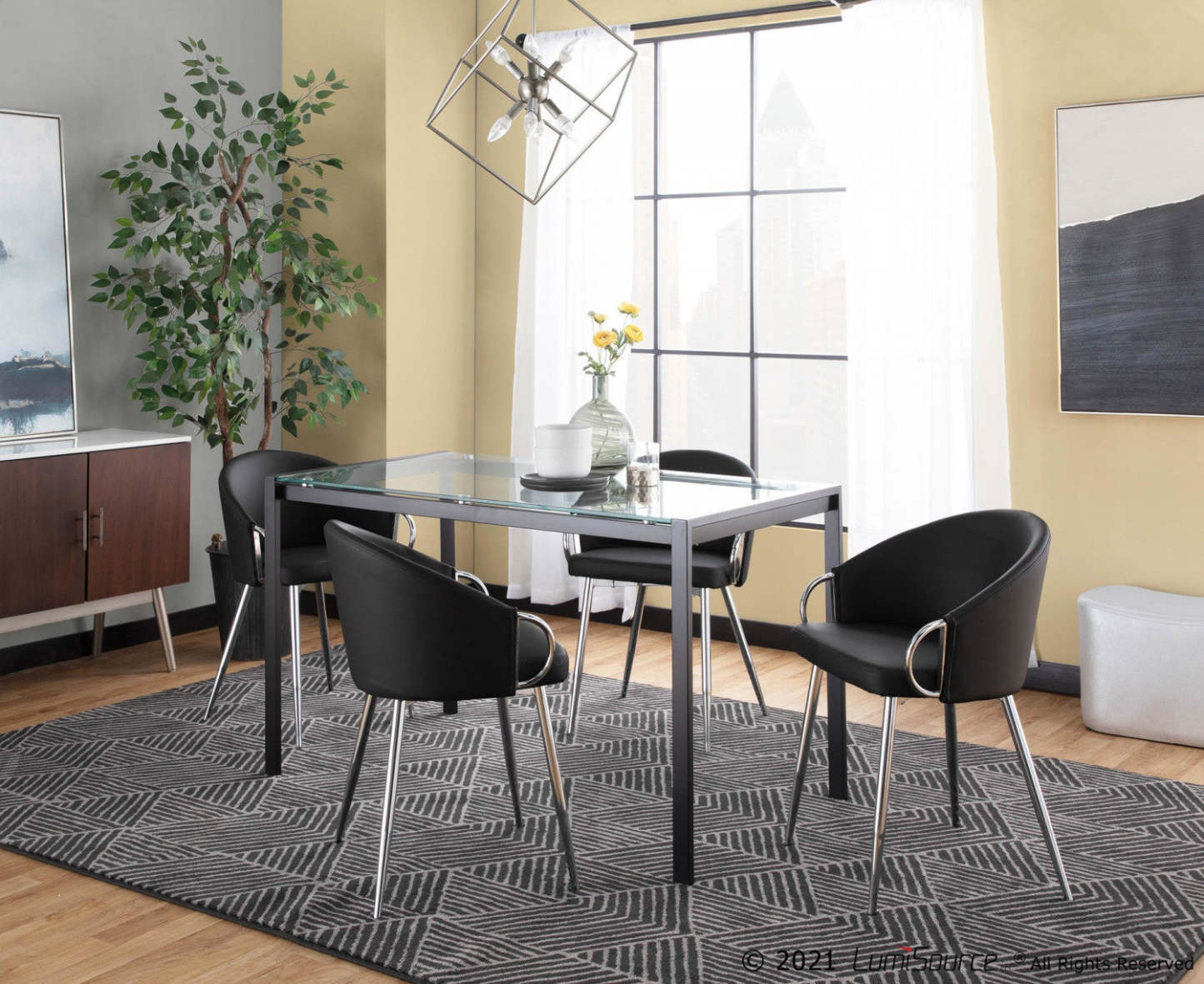 LumiSource Claire Faux Leather Contemporary Glam Dining Chair - Silver/Black|Chaise de salle à manger somptueuse contemporaine Claire en similicuir - argent/noir