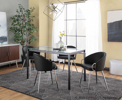 LumiSource Claire Faux Leather Contemporary Glam Dining Chair - Silver/Black|Chaise de salle à manger somptueuse contemporaine Claire en similicuir - argent/noir