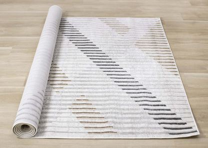 Carpette à motifs de lignes de tressage multicolore lavable à la machine - 5 pi 3 po x 7 pi 7 po