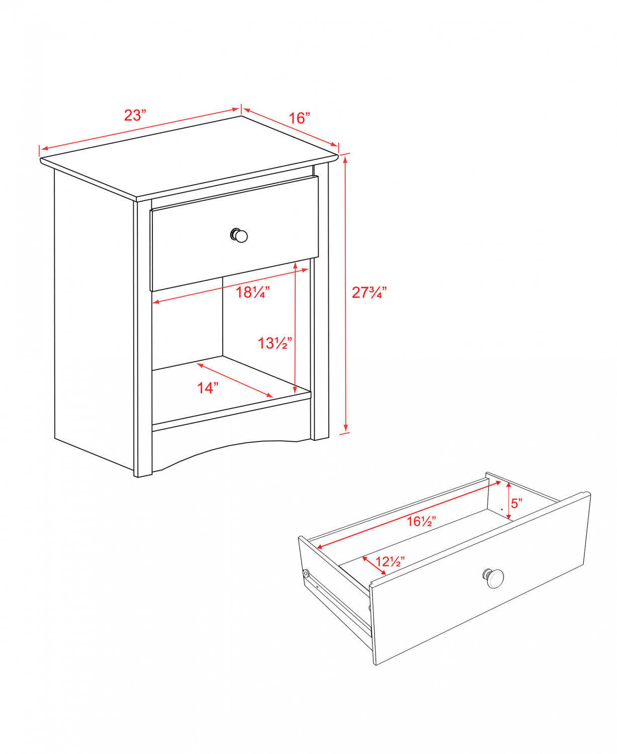 Fremont 1-Drawer Tall Nightstand - Espresso|Table de nuit haute Fremont à 1 tiroir - espresso