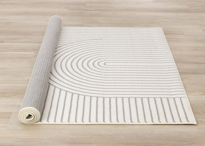 Tapis d'intérieur Forte White Grey Curved Arches - 2'7 x 4'11|Carpette Forte blanche et grise à motif d'arches courbées pour l'intérieur - 2 pi 7 po x 4 pi 11 po