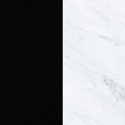 Olio Ilot De Cuisine Avec Rangement Ouvert - Noir Mat Et Faux Marbre Blanc