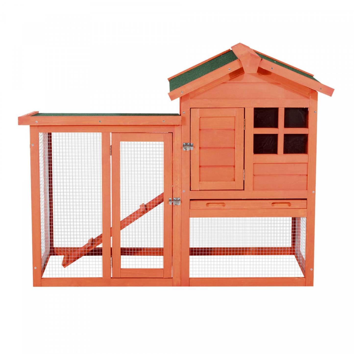 Pawhut 48" X 24 X 36 Deluxe Waterproof Rabbit Clapier En Bois Pour Lapin Cage Pour Petits Animaux Avec Ladd|Pawhut 121,9 X 61 X 91,4 Cm Clapier De Luxe représenté En Bois Pour Lapin Cage Pour Petits Animaux Avec