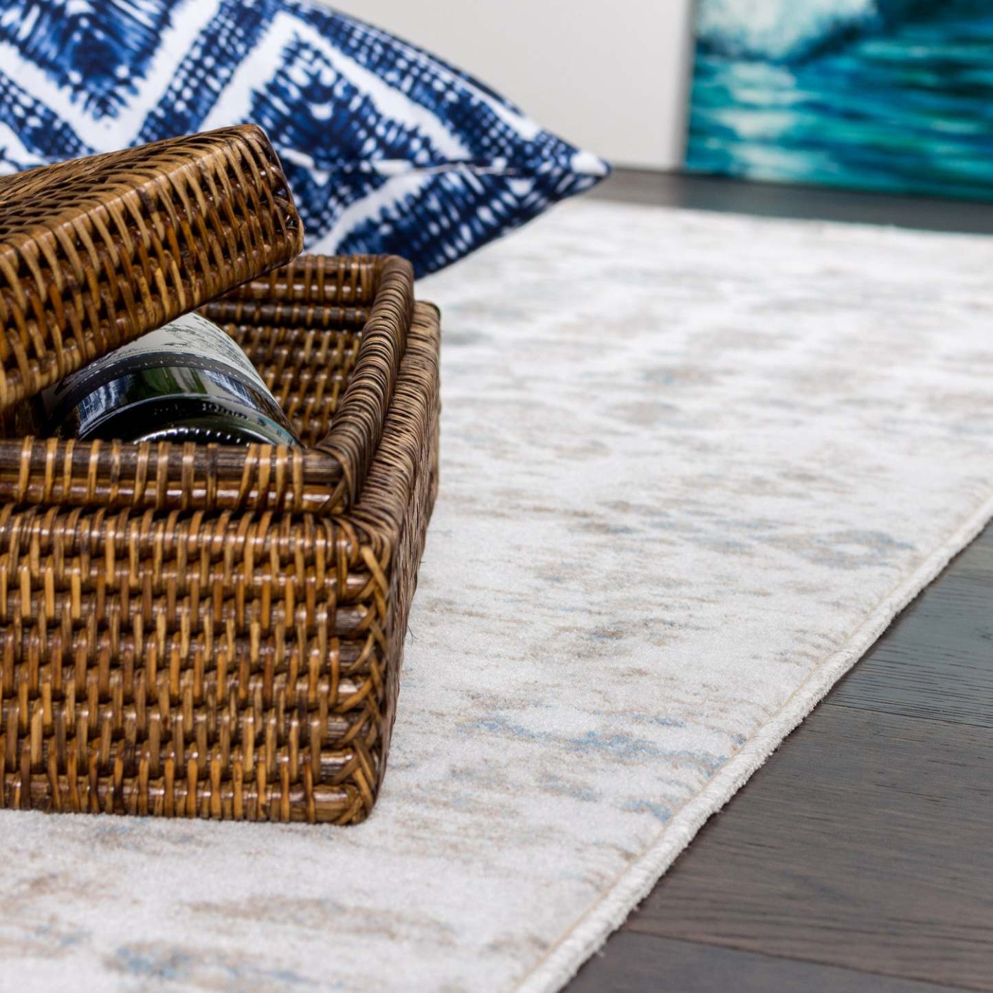 Tapis Shi marocain bleu 3x5|Carpette Shi bleue à motifs marocains 3 x 5|D80GS213