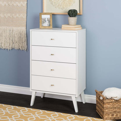 Milo Tall 4-Drawer Chest - Blanc|Commode verticale haute Milo à 4 tiroirs - blanche