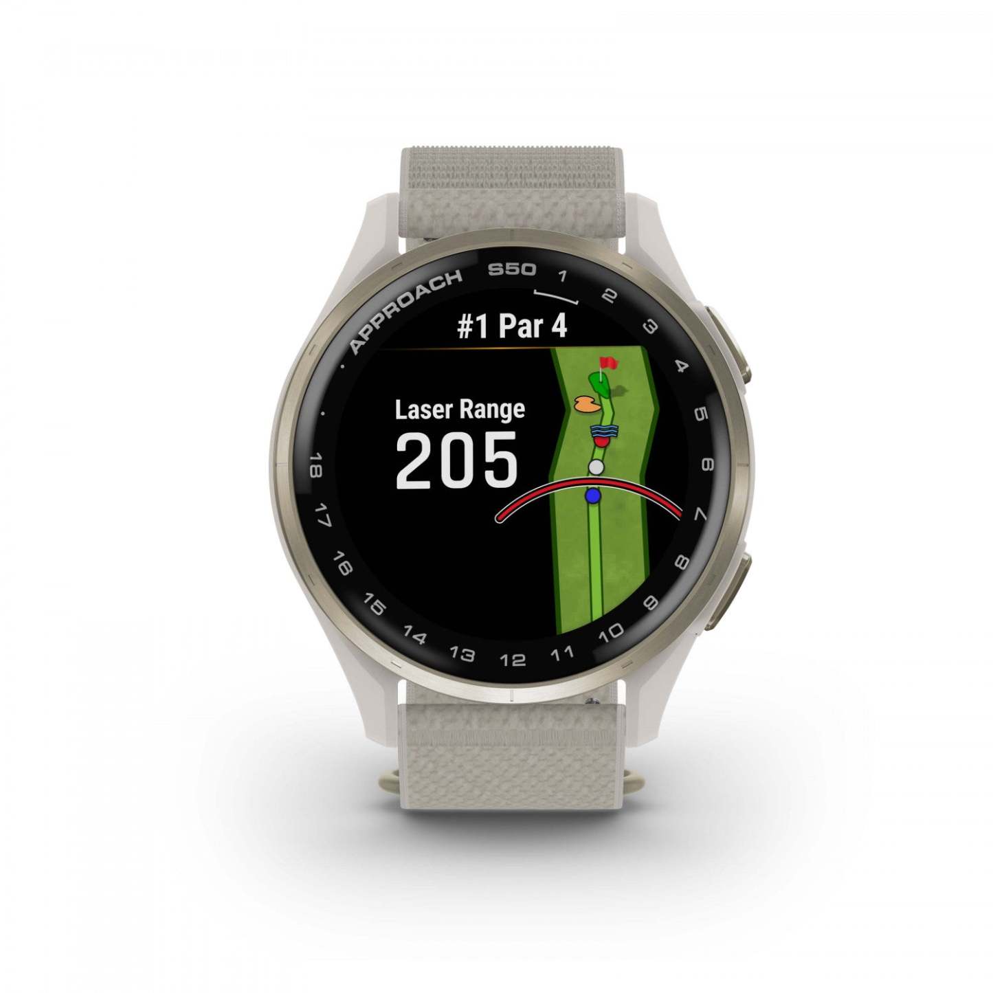 Garmin Approach S50 Amoled Montre Intelligente de Golf - Gps, 43 000 Parcours Préchargés | Aluminium Crème Or Bez