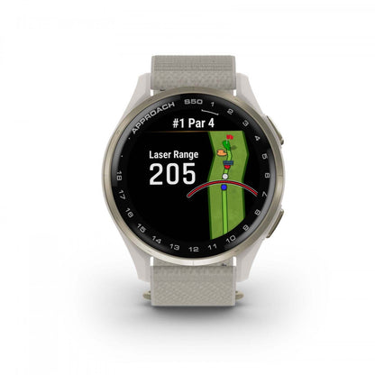 Garmin Approach S50 Amoled Montre Intelligente de Golf - Gps, 43 000 Parcours Préchargés | Aluminium Crème Or Bez