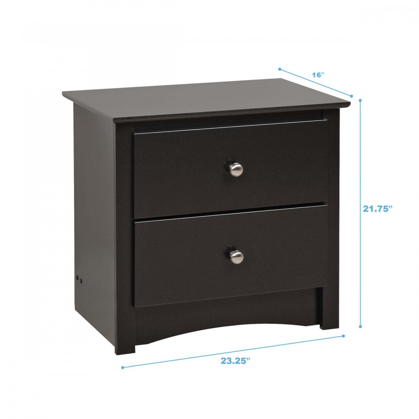 Jade 2-Drawer Nightstand - Noir|Table de nuit Jade à 2 tiroirs - noire