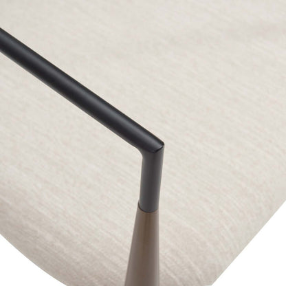 Ensemble de 2 chaises de salle à manger Mila avec tissu rembourré et structure en métal - Beige et noyer | Ensemble De 2 Chaises De Salle À Manger Mila Avec Tissu Rembourré Et Structure Métallique - Beige Et Noyer