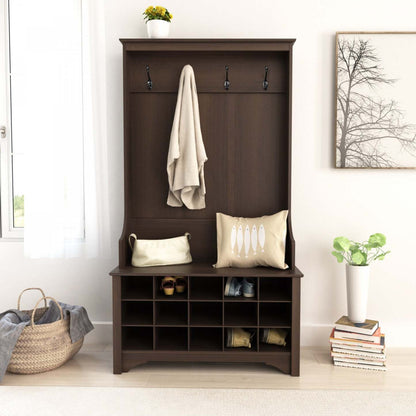 Arbre d'entrée avec rangement pour chaussures - Espresso|Portemanteau avec rangement pour chaussures - espresso