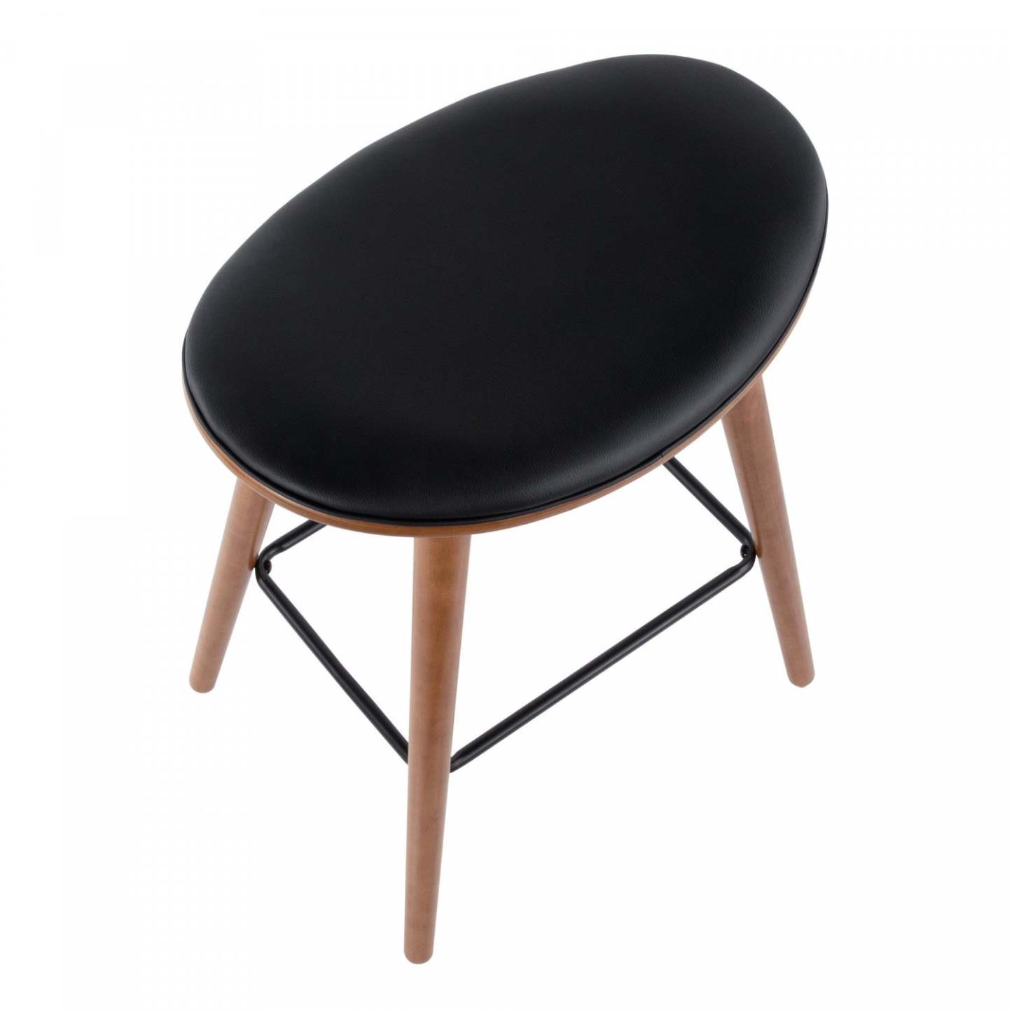 LumiSource Saddle Black Faux Leather Mid-Century Modern Counter-Height Stool - Set of 2|Tabouret moderne du milieu du 20e siècle Saddle de hauteur comptoir en similicuir noir - ensemble de 2