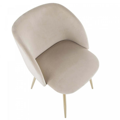 LumiSource Fran Cream Velvet Contemporary Dining Chair - Set of 2|Chaise de salle à manger contemporaine Fran en velours crème - ensemble de 2