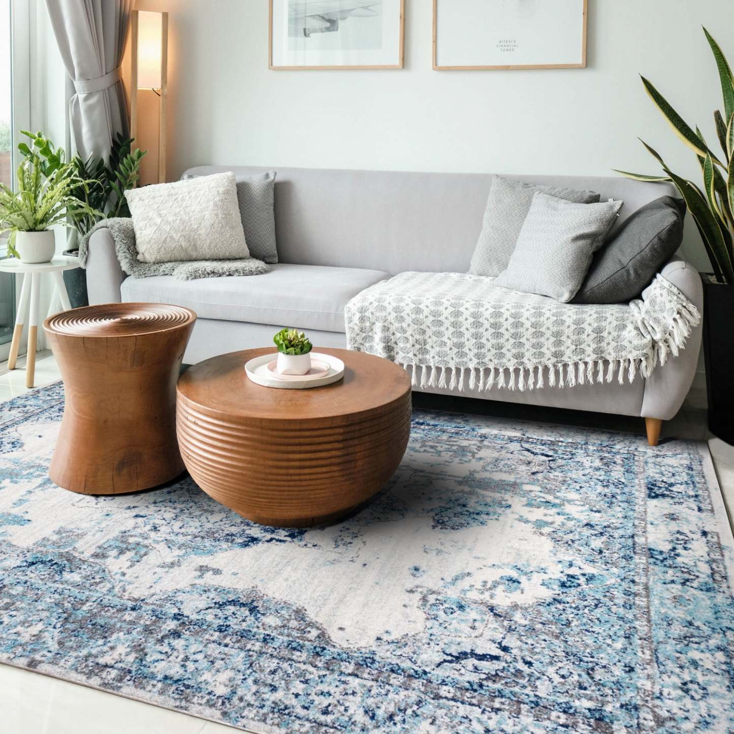 Tapis Roma Diamond Bleu 4x6 | Tapis Roma Diamant bleue 4 x 6 | D80GGDZS