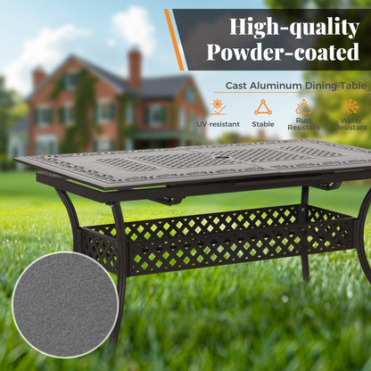 Ensemble de salle à manger de patio en aluminium moulé de 7 pièces de MAISON ARTS avec table rectangulaire extensible et 6 chaises en aluminium moulé