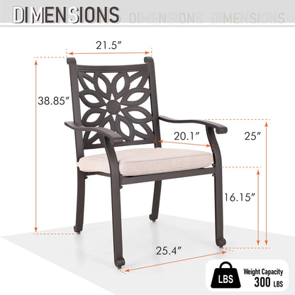 Ensemble de salle à manger de patio en aluminium moulé de 7 pièces de MAISON ARTS avec table rectangulaire extensible et 6 chaises en aluminium moulé