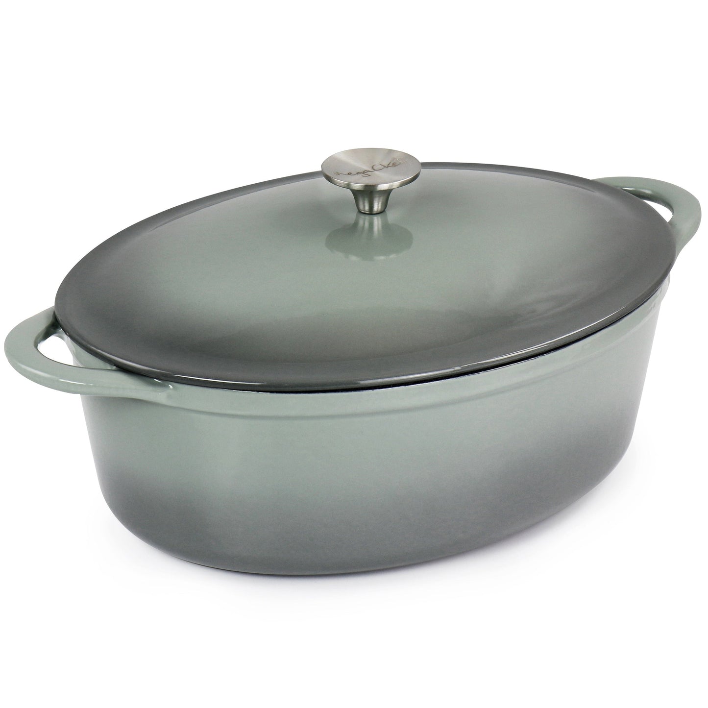 Cocotte ovale en fonte émaillée de 7 litres, couleur Nuage d'orage