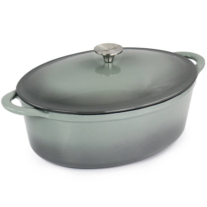 Cocotte ovale en fonte émaillée de 7 litres, couleur Nuage d'orage