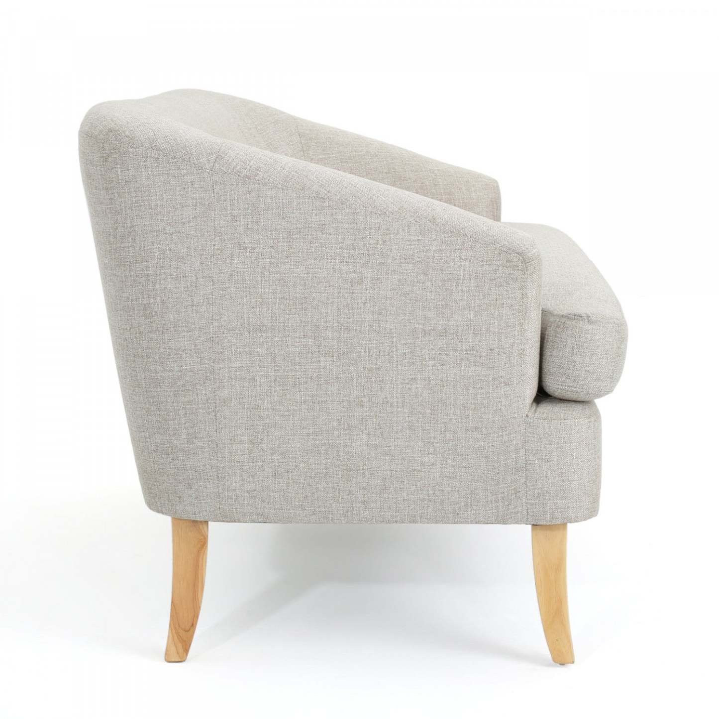 Zona Linen-look Fabric Loveseat With Flared Wood Legs - Beige | Causeuse Zona En Tissu aspect lin Avec Pattes Évasées En Bois - Beige