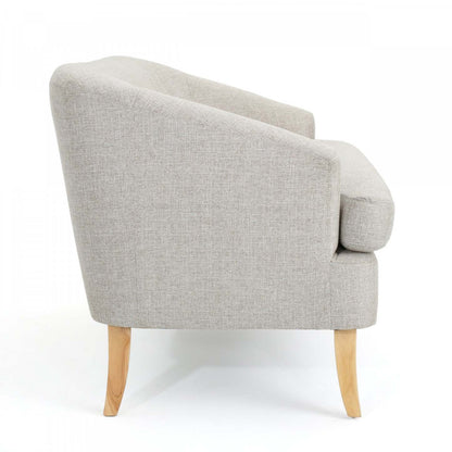 Zona Linen-look Fabric Loveseat With Flared Wood Legs - Beige | Causeuse Zona En Tissu aspect lin Avec Pattes Évasées En Bois - Beige