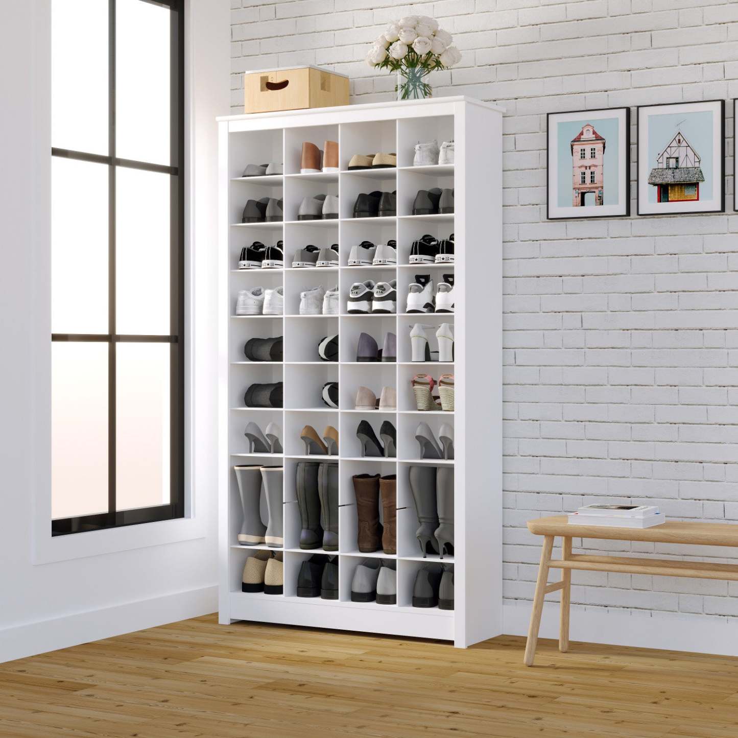 Prepac 40 Pair Shoe Storage Rack - White|Support de rangement de Prepac pour 40 paires de chaussures - blanc