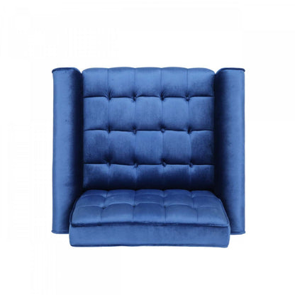 Henley Fauteuil d'appoint moderne avec dossier capitonné, revêtement en polyester, fauteuil d'appoint bleu | Henley Fauteuil D'appoint Moderne Avec Dossier Capitonne, Revetement En Polyester, Bleu